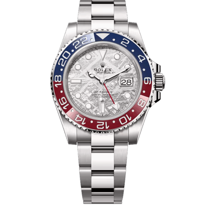 ロレックス GMT-マスター II 126719BLRO メテオライト 40mm ホワイトゴールド ペプシベゼル — 中古（箱・保証書・冊子付き）
