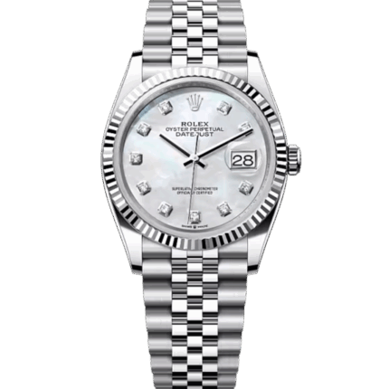 ロレックス デイトジャスト 36 126234 MOP（マザーオブパール）ダイヤ 36mm フルーテッドベゼル ジュビリーブレス — 正規BOX・保証書・冊子付き
