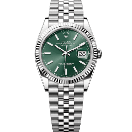 ロレックス デイトジャスト 36 126234 ミントグリーン 36mm フルーテッドベゼル ジュビリーブレス — 箱・保証書・冊子付き