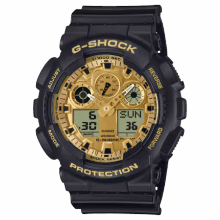 G-SHOCK GA-100GGB-1A9JF ブラック×ゴールド 正面画像