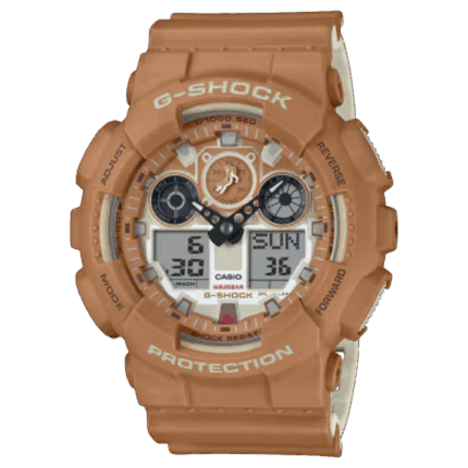 G-SHOCK GA-100SHB-5AJR サンドベージュ 20気圧防水・耐磁・1/1000秒ストップウオッチ