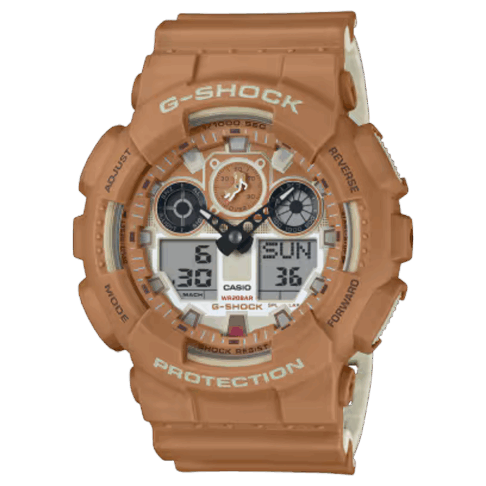 G-SHOCK GA-100SHB-5AJR サンドベージュ 20気圧防水・耐磁・1/1000秒ストップウオッチ