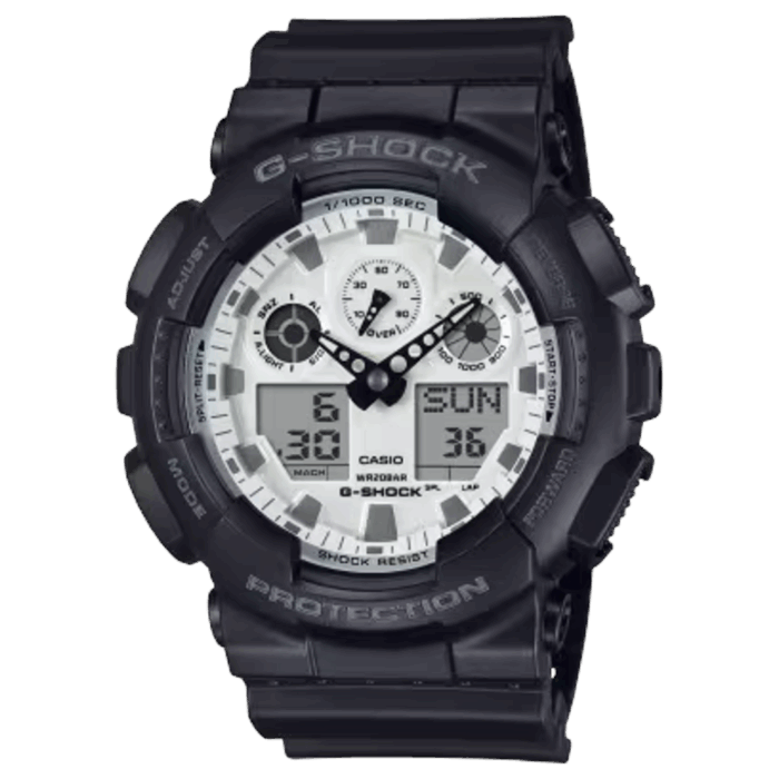 CASIO G-SHOCK GA-100WD-1AJF ブラック×ホワイト 正面