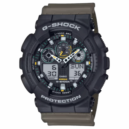 G-SHOCK GA-100TU-1A3JF ブラック×カーキ 正面画像