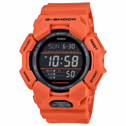 CASIO G-SHOCK GD-010-4JF オレンジ 正面／大画面デジタル／10年電池・20気圧防水