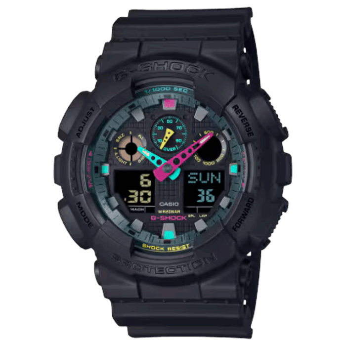 G-SHOCK GA-100MF-1AJF ブラック×マルチカラー 20気圧防水