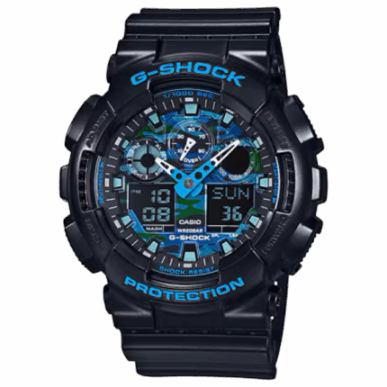 G-SHOCK GA-100CB-1AJF カモフラージュブルー 正面画像