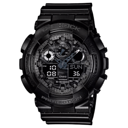 CASIO G-SHOCK GA-100CF-1AJF ブラックカモフラージュ 20気圧防水 アナデジ腕時計