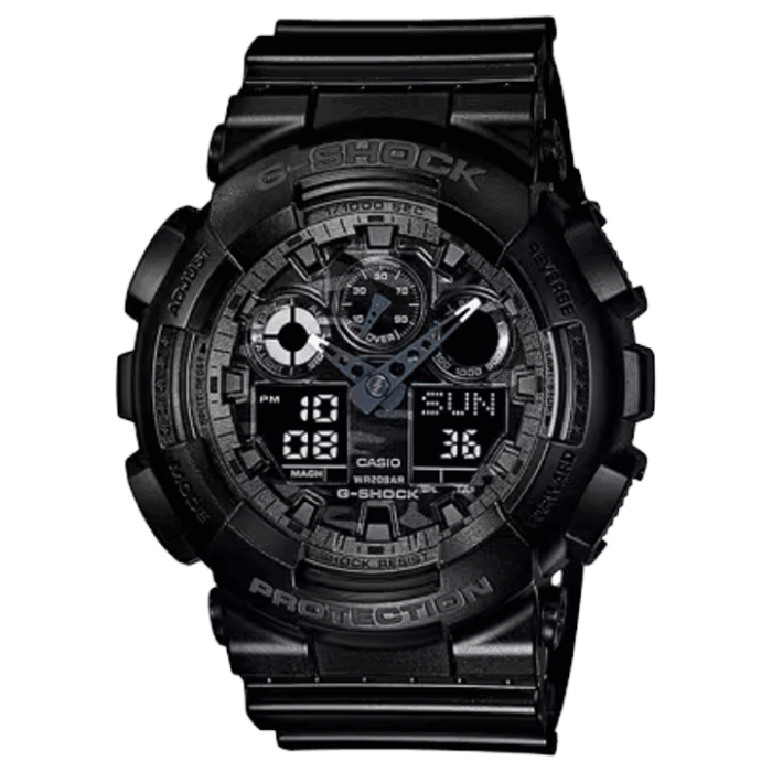 CASIO G-SHOCK GA-100CF-1AJF ブラックカモフラージュ 20気圧防水 アナデジ腕時計