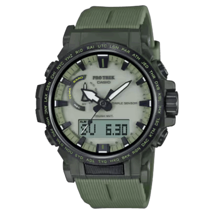 CASIO PRO TREK PRW-61LD-3JF 正面 10気圧防水 タフソーラー